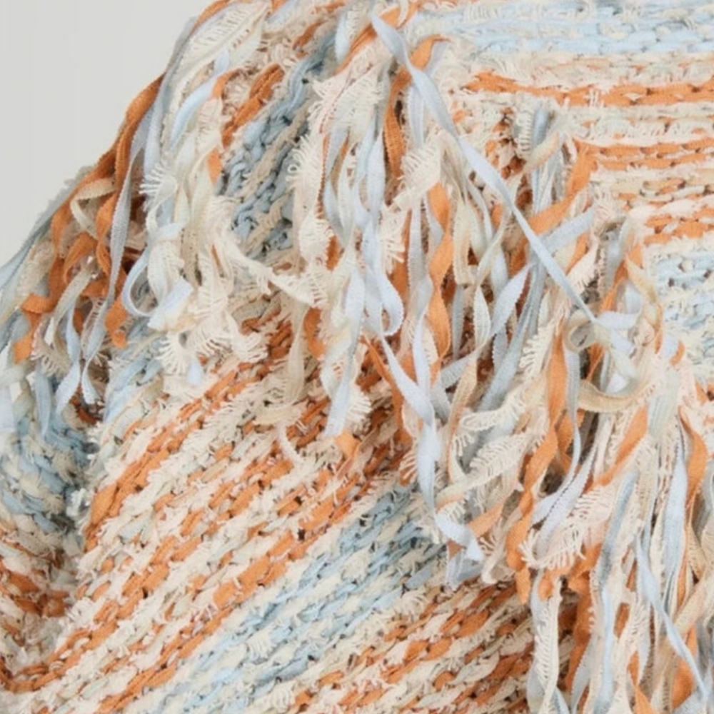 Ulla Johnson Orange And Blue Arquette Fringed Striped Sweater In Lily Size Small - Picture 7 of 14